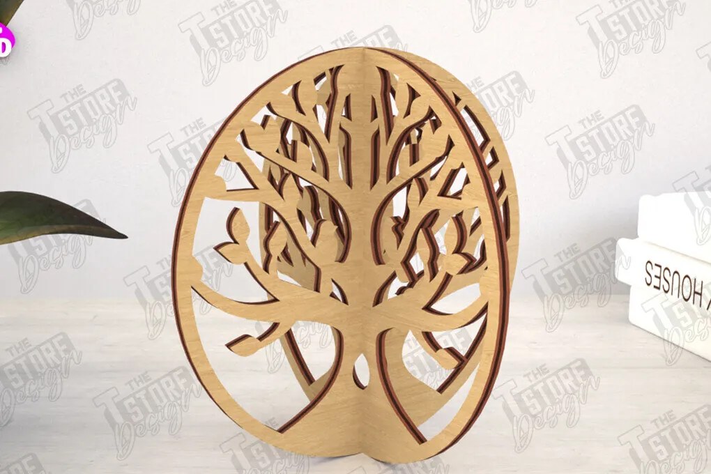 Σετ των 2 Intra απο ξύλο plywood 3mm-4mm πάχος 3D  Decor | Σχήμα δέντρου | Διακόσμηση σπιτιού Δίασταση 30x20 cm INTRAFABR-113992024