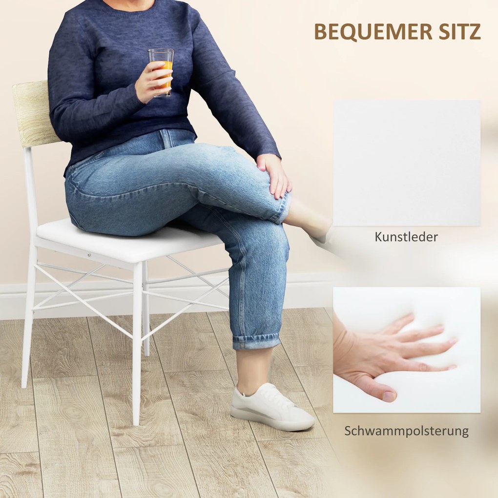 HOMCOM Σετ 4 τεμαχίων τραπεζαρίας με καρέκλες και πάγκο για 4 άτομα, επενδυμένα καθίσματα, ατσάλινο πλαίσιο, ξύλο, δρυς