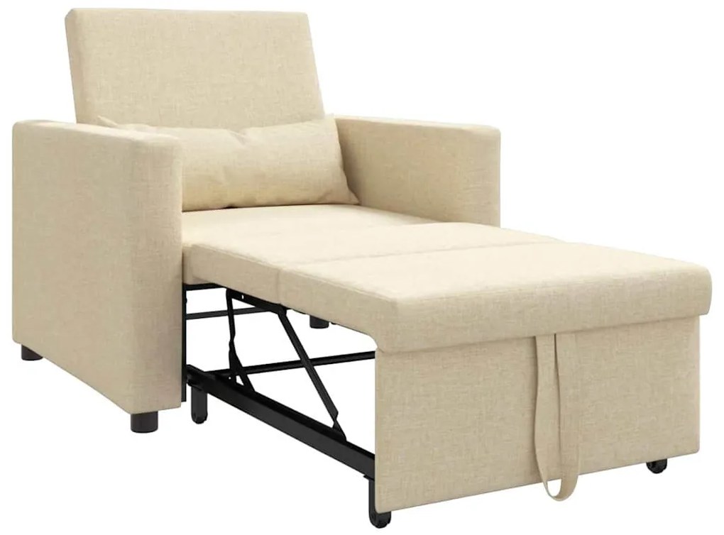 vidaXL Μονός καναπές-κρεβάτι Κρεμ 90 x 165 x 87 εκ. ύφασμα