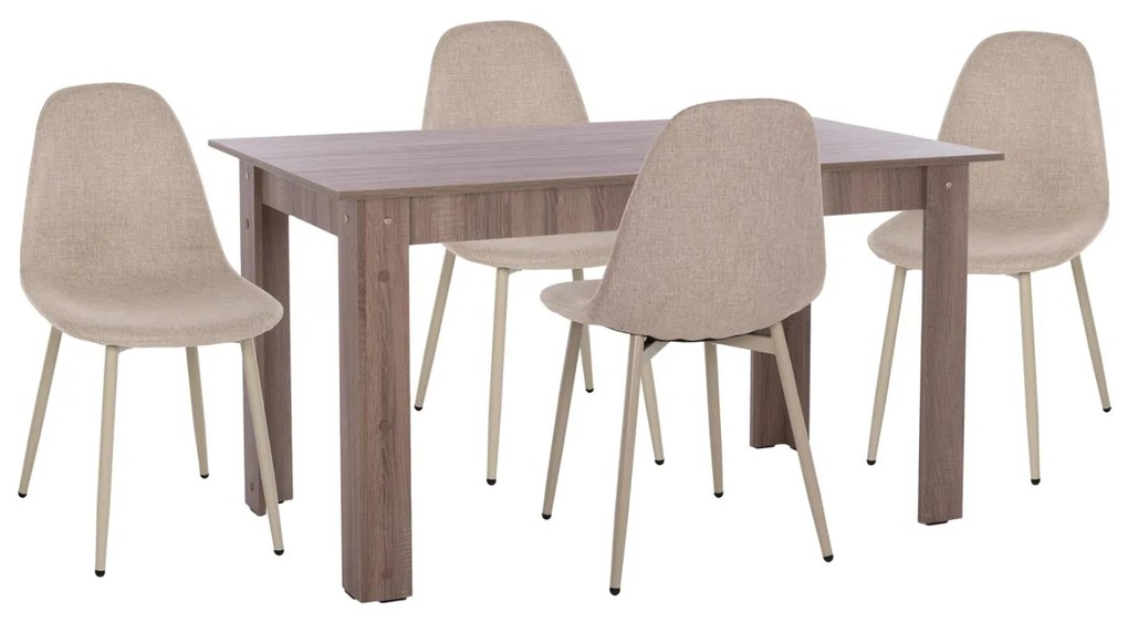 Σετ τραπεζαρίας C11618.07 5 τμχ σε Sonoma oak και Μπέζ ύφασμα