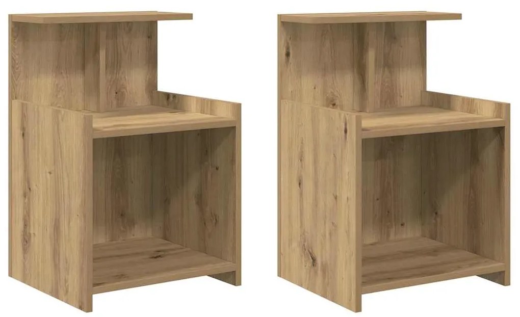 vidaXL Κομοδίνο 2 pcs artisan δρυς 40 x 35 x 60 εκ. Επεξεργασμένο ξύλο