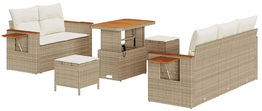 vidaXL Σετ Καναπέ Κήπου με μαξιλάρι 8 pcs Μπεζ και Κρέμα
