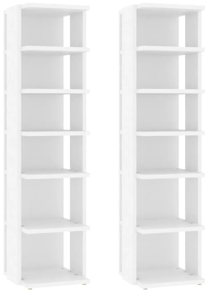 vidaXL Παπουτσοθήκες 2 τεμ. Λευκές 27,5x27x102 εκ. Επεξεργασμένο Ξύλο