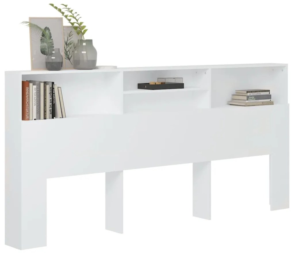 vidaXL Κεφαλάρι Με Αποθηκευτικό Χώρο Λευκό 220 x 19 x 103,5 εκ.
