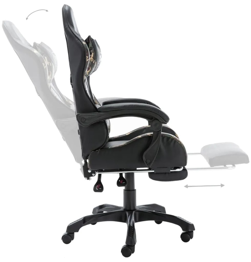 vidaXL Καρέκλα Racing με Υποπόδιο Μαύρο/Παραλλαγή από Συνθετικό Δέρμα