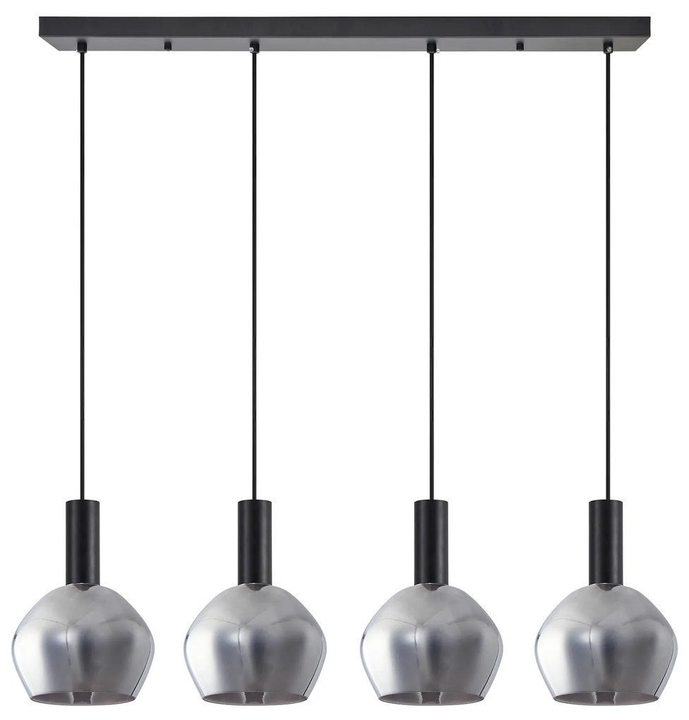 Φωτιστικό Οροφής  SE21-BL-4-4BL-GL2 ADEPT TUBE Black Pendant Smoked Glass+ - 77-8496 - 51W - 100W - 77-8496