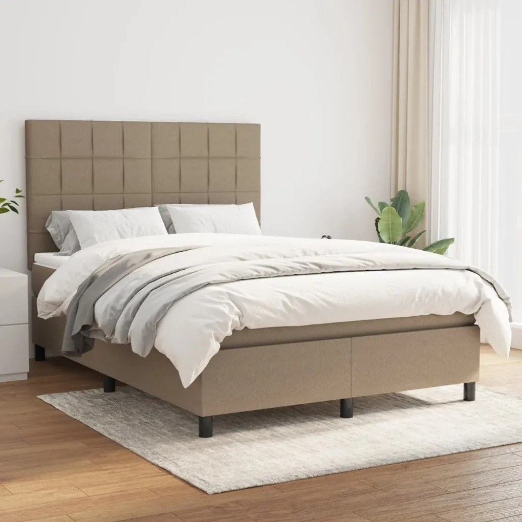 ΚΡΕΒΑΤΙ BOXSPRING ΜΕ ΣΤΡΩΜΑ TAUPE 140X200 ΕΚ. ΥΦΑΣΜΑΤΙΝΟ 3141781