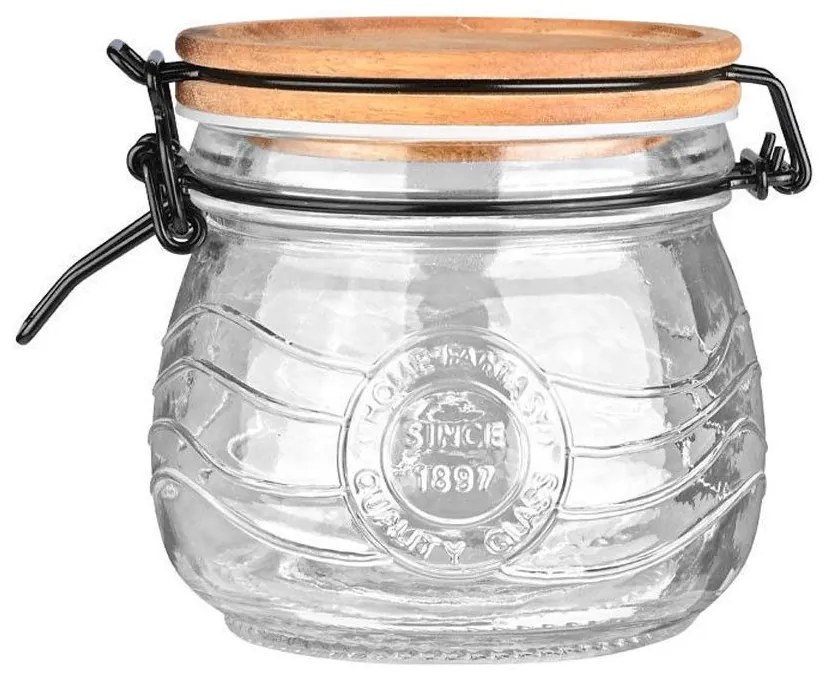 Δοχείο Αποθήκευσης Γυάλινο Allure 01-23881 500ml Με Κλιπ Καπάκι Natural-Clear Estia Wood, Glass