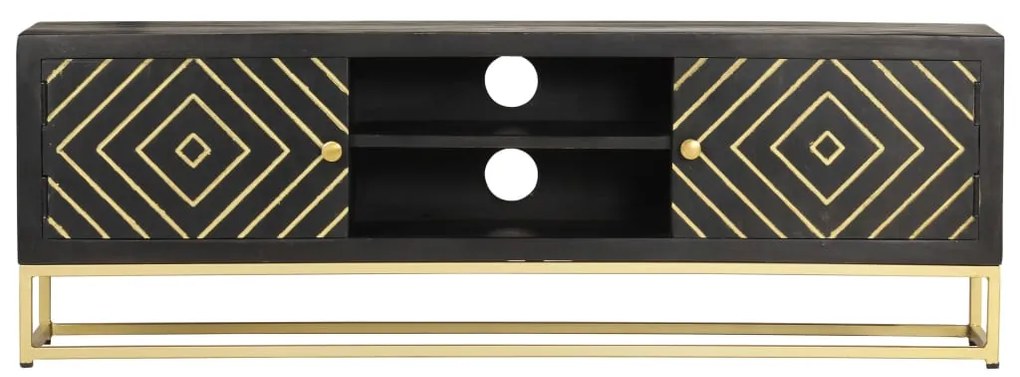 vidaXL Έπιπλο Τηλεόρασης Μαύρο/Χρυσό 120 x 30 x 40 εκ. από Μασίφ Ξύλο Μάνγκο