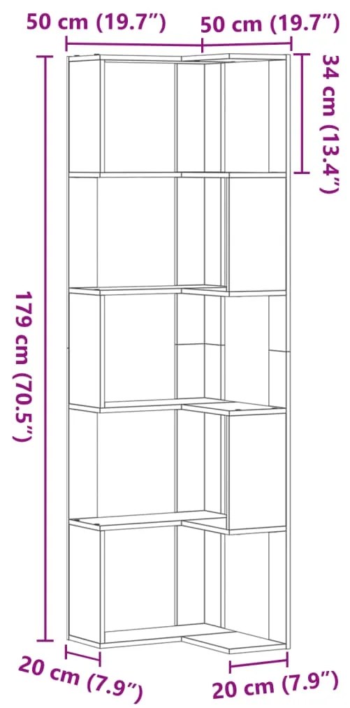 ΒΙΒΛΙΟΘΗΚΗ ΓΩΝΙΑΚΗ 5 ΕΠ. ΚΑΦΕ ΔΡΥΣ 50X50X179 ΕΚ ΕΠΕΞ. ΞΥΛΟ 852588