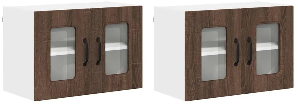 vidaXL Κρεμαστό ντουλάπι κουζίνας 2 pcs Καφέ δρυς 60 x 31 x 40 εκ