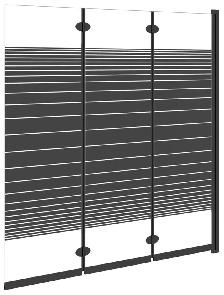 Πτυσσόμενη Καμπίνα Ντους με 3 Πάνελ Μαύρη 130x130 εκ. Γυαλί ESG