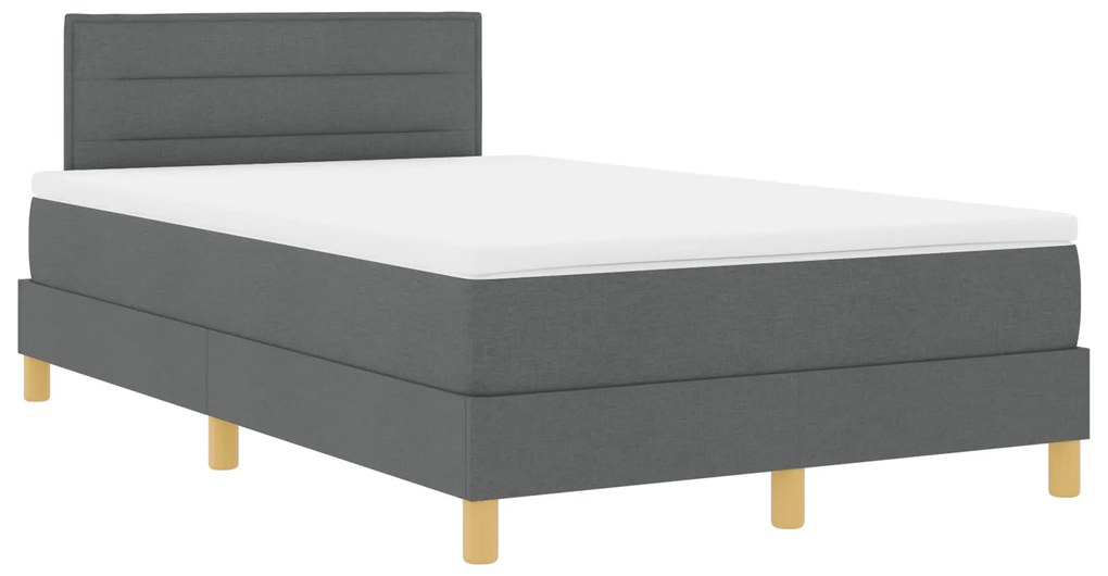 vidaXL Κρεβάτι Box Spring με Στρώμα Σκούρο Γκρι 120x200 εκ. Ύφασμα