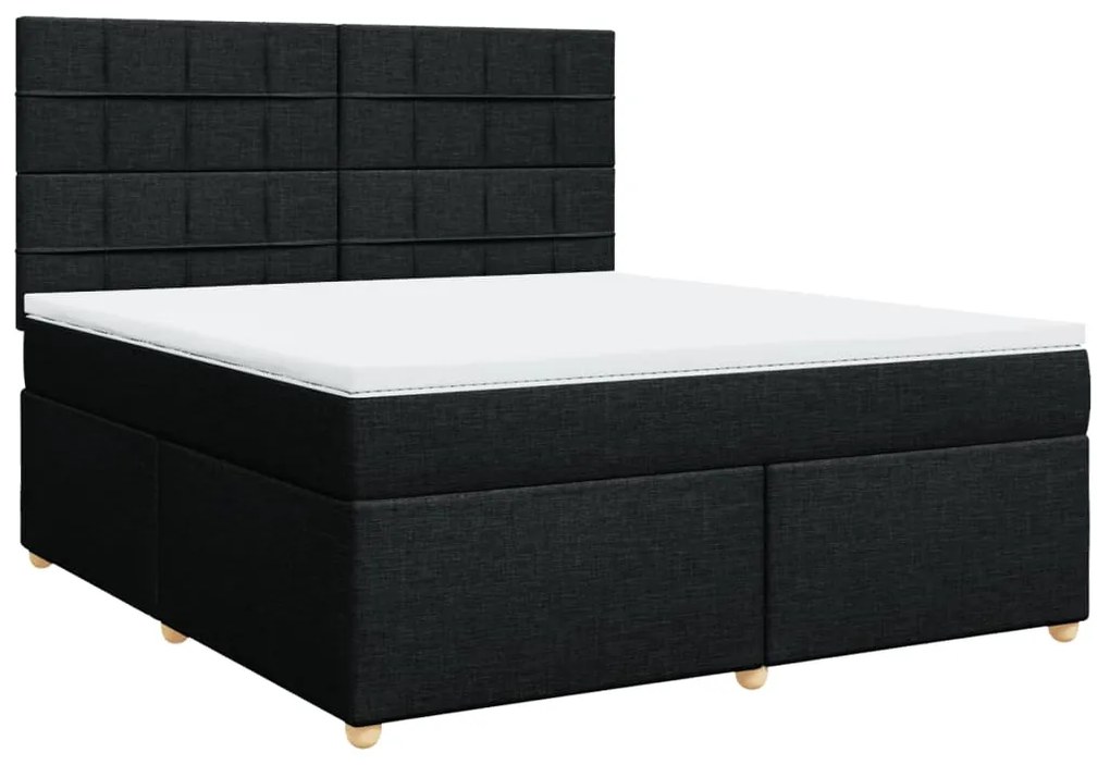 vidaXL Κρεβάτι Boxspring με Στρώμα Μαύρο 180x200 εκ. Υφασμάτινο