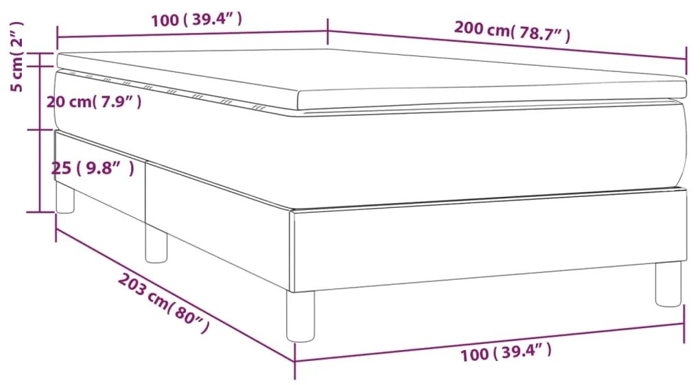 Κρεβάτι Boxspring με Στρώμα Taupe 100 x 200 εκ. Υφασμάτινο - Μπεζ-Γκρι