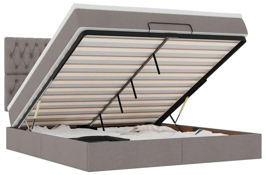 Οθωμανικό κρεβάτι με στρώμα & LEDs Taupe 180x200cm ύφασμα 3314111