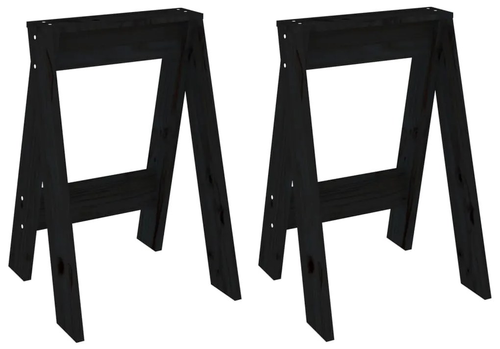 vidaXL Σκαμπό 2 Τεμ. Μαύρα 40x40x60 εκ. από Μασίφ Ξύλο Πεύκου