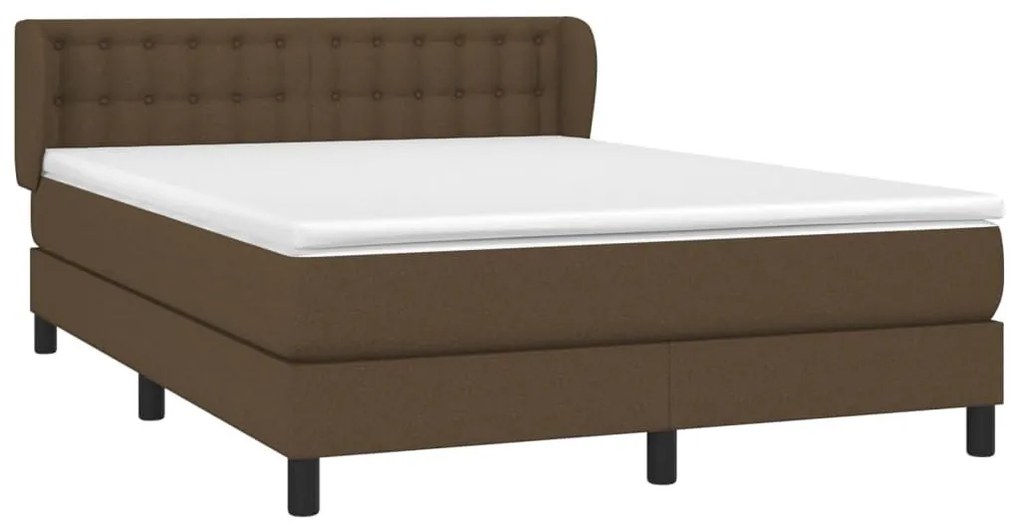 Κρεβάτι Boxspring με Στρώμα Σκούρο Καφέ 140x190 εκ. Υφασμάτινο - Καφέ