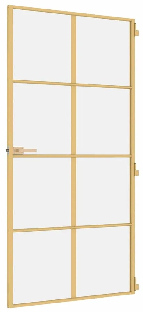 vidaXL Εσωτερική Πόρτα Χρυσή 102,5x201,5 εκ. Ψημένο Γυαλί & Αλουμίνιο