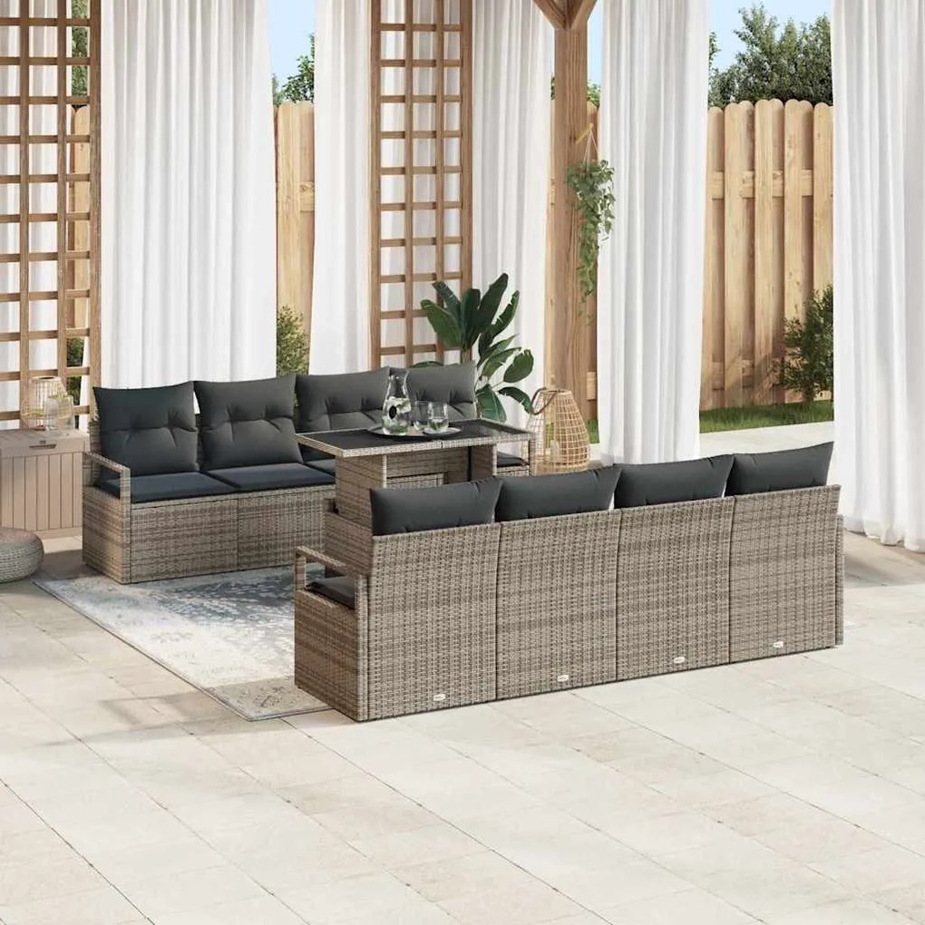 vidaXL Σετ Καναπέ Κήπου με μαξιλάρι 7 pcs Γκρι 100 x 55 x 73 εκ