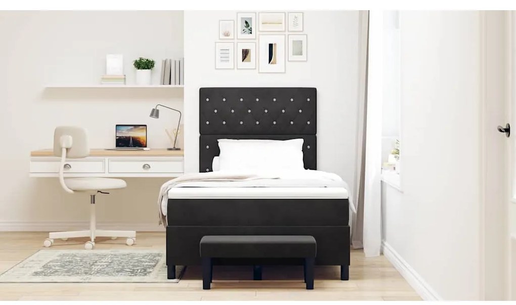vidaXL Κρεβάτι με ελατήρια με στρώμα Μαύρο 120 x 200 cm Βελούδο