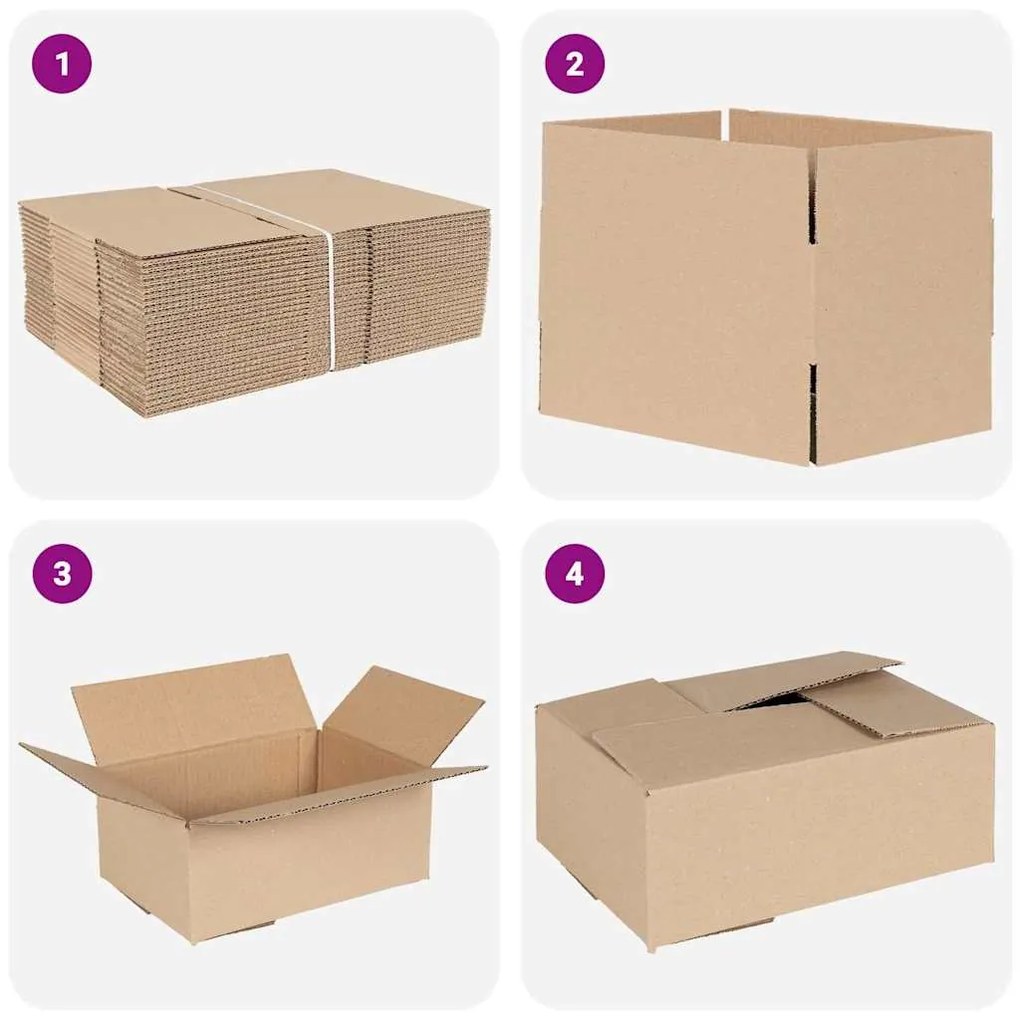 vidaXL Πτυσσόμενο Κουτί 50 pcs Καφέ 25 x 17.5 x 10 εκ. Χαρτόνι