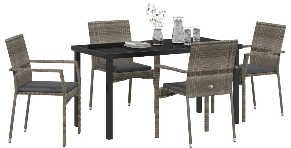 vidaXL Σετ Καρεκλών Κήπου των 4 5 pcs Γκρι 140 x 70 x 73 cm