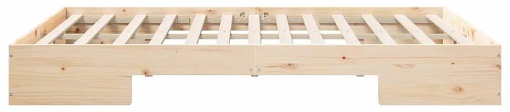 vidaXL Κρεβάτι δαπέδου Καφέ 140 x 200 cm Μασίφ ξύλο πεύκου