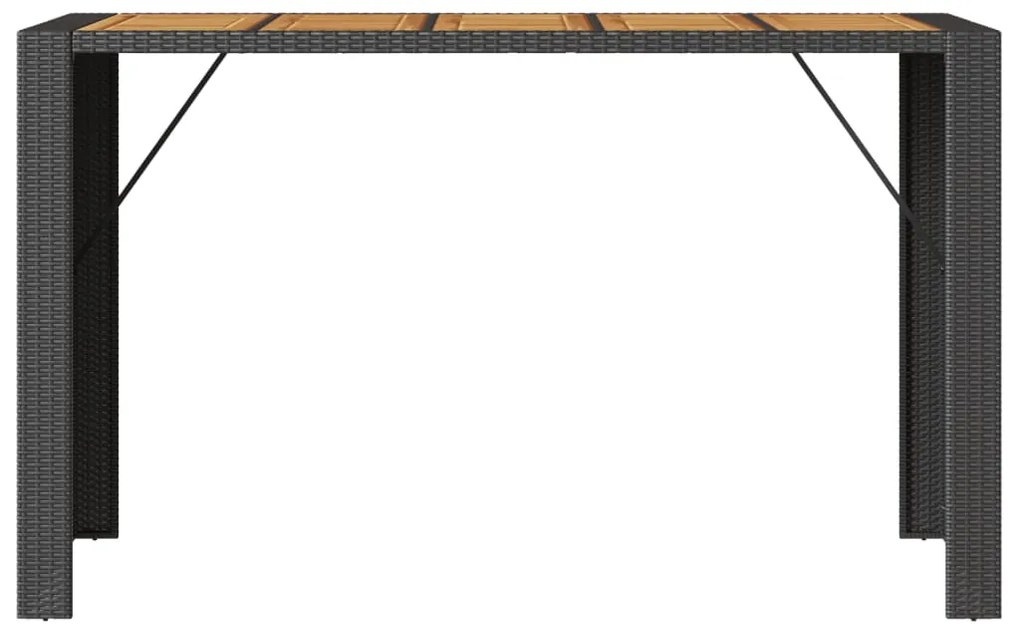 vidaXL Τραπέζι Μπαρ Κήπου Επιφ. Ακακίας Μαύρο 185x80x110εκ Συνθ. Ρατάν