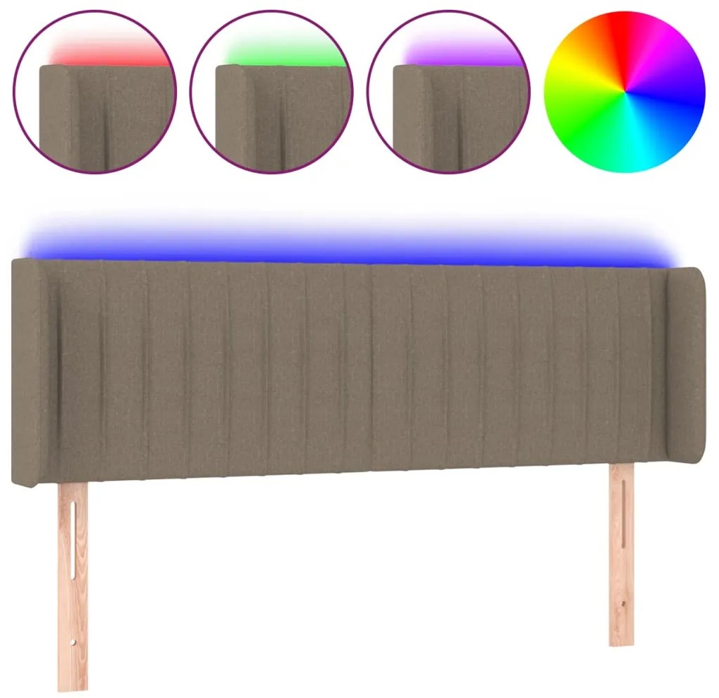 vidaXL Κεφαλάρι Κρεβατιού LED Taupe 147x16x78/88 εκ. Υφασμάτινο