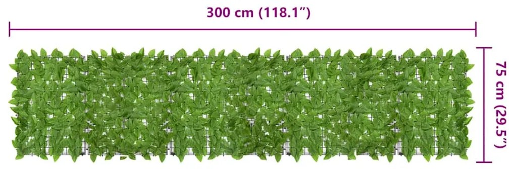vidaXL Διαχωριστικό Βεράντας με Πράσινα Φύλλα 300 x 75 εκ.