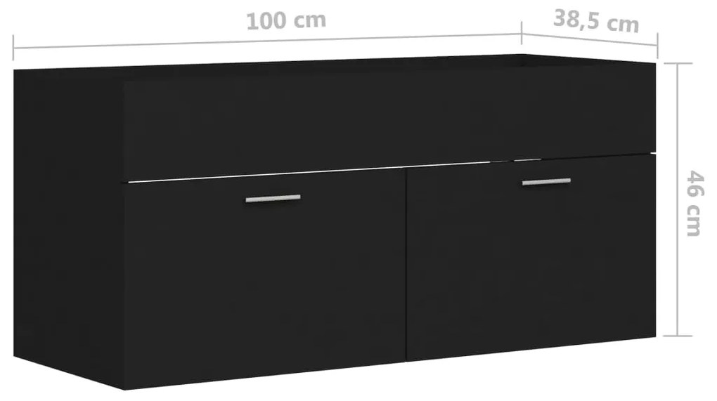 Ντουλάπι Νιπτήρα Μαύρο 100 x 38,5 x 46 εκ. από Μοριοσανίδα - Μαύρο