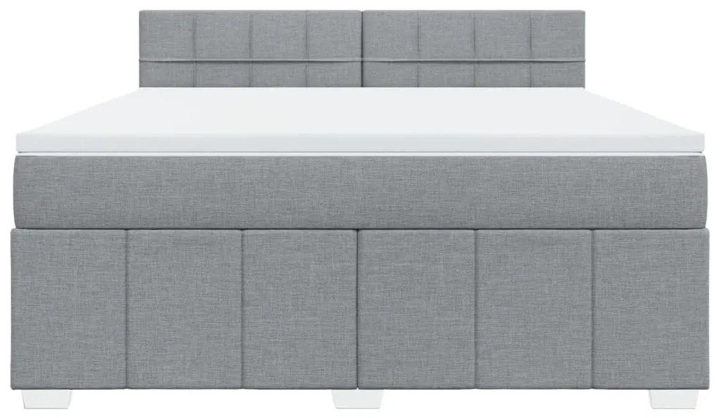 vidaXL Κρεβάτι Boxspring με Στρώμα Ανοιχτό Γκρι 180x200 εκ. Υφασμάτινο