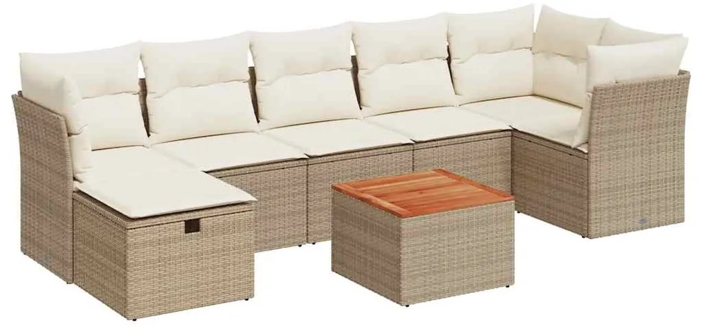 vidaXL Σαλόνι Κήπου Σετ 8 τεμ. Μπεζ Συνθετικό Ρατάν με Μαξιλάρια