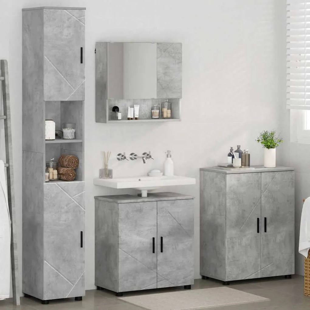 vidaXL Σετ Επίπλων Μπάνιου 4 pcs Γκρι σκυροδέματος 61 x 35 x 64 εκ.