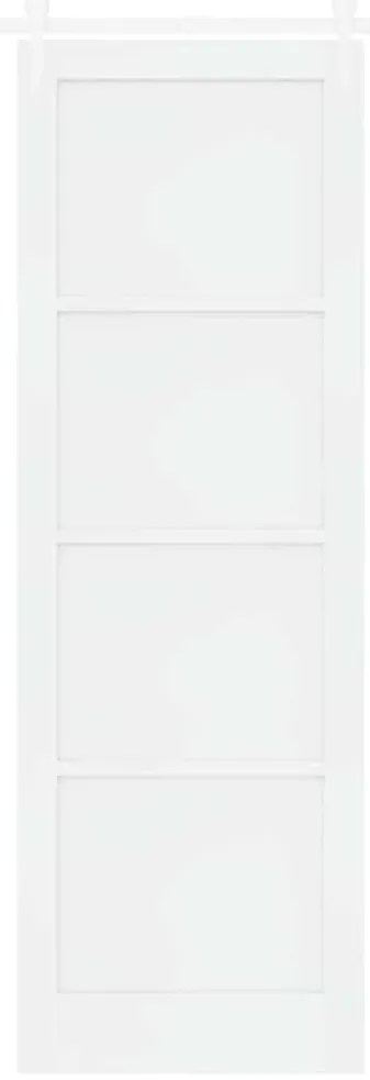 vidaXL Συρόμενη Πόρτα Λευκό 78 x 232 cm Μασίφ ξύλο πεύκου και χάλυβας