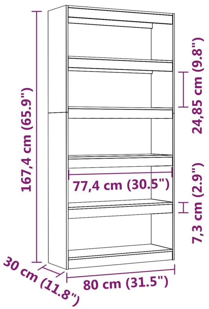 Βιβλιοθήκη/Διαχωριστικό Χώρου Λευκή 80x30x167,4 εκ. Μασίφ Πεύκο - Λευκό