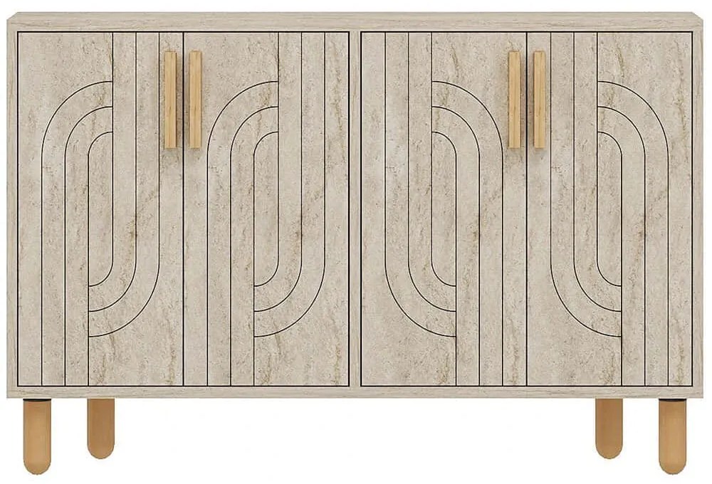 Μπουφές Rodney 327ODS1294 120x29,6x73,6cm Travertine Beige-Oak Particle Board, Melamine
