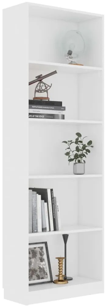 vidaXL Βιβλιοθήκη με 5 Ράφια Λευκή 60 x 24 x 175 εκ. από Επεξ. Ξύλο