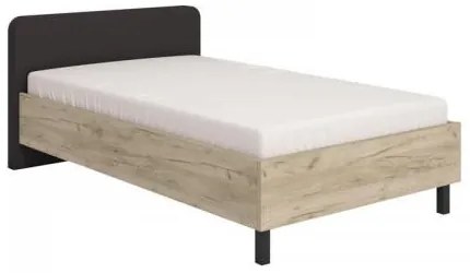 ΚΡΕΒΑΤΙ BARLETTA 120 GREY OAK ΜΕ ΓΚΡΙ ΥΦΑΣΜΑ ΚΑΙ ΜΑΥΡΑ ΠΟΔΙΑ 131x213,5x85,5εκ (120x200) 11012525