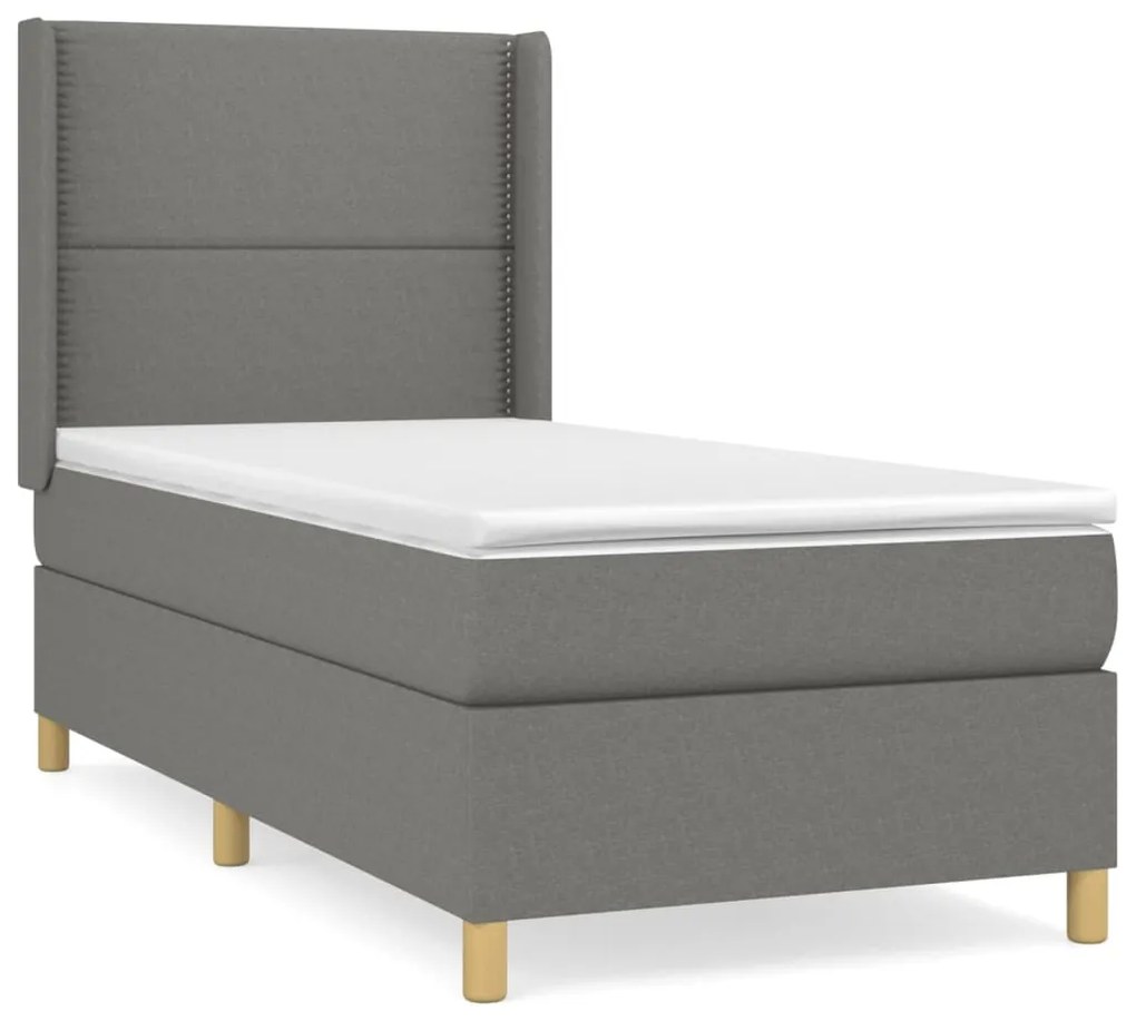 ΚΡΕΒΑΤΙ BOXSPRING ΜΕ ΣΤΡΩΜΑ ΣΚΟΥΡΟ ΓΚΡΙ 100X200 ΕΚ. ΥΦΑΣΜΑΤΙΝΟ 3131890