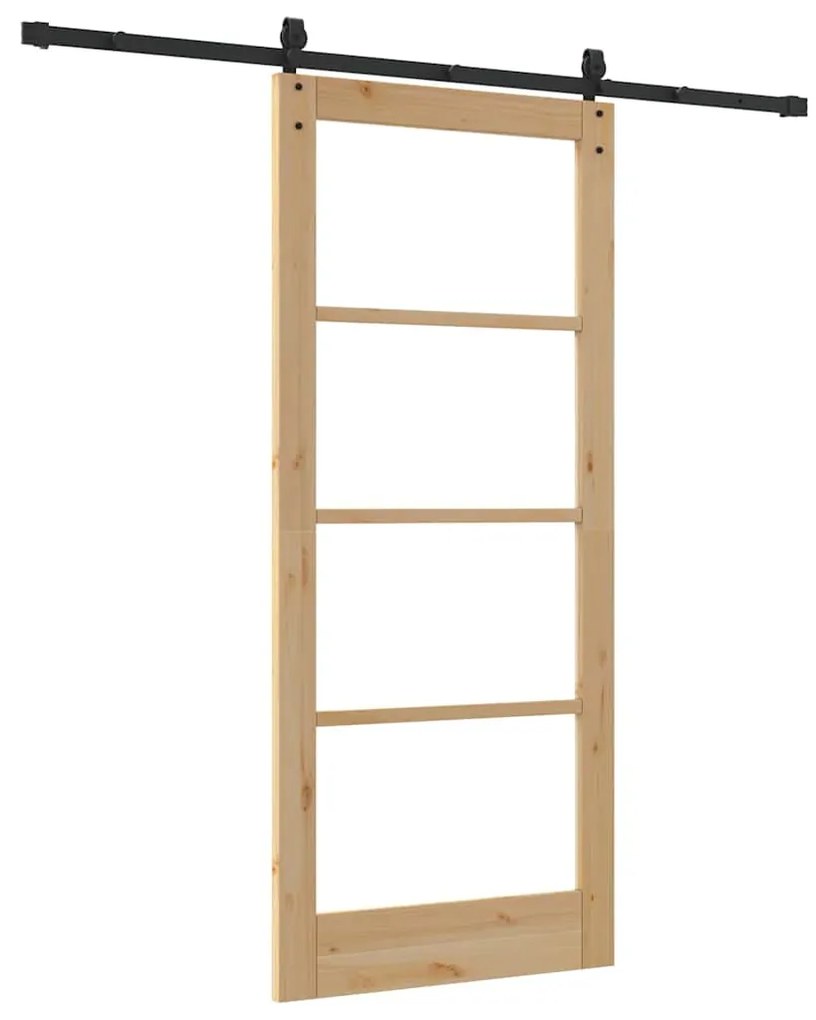 vidaXL Ολισθητή Πόρτα Χειροκίνητος Καφέ 86 x 198.5 cm Ξύλο και μέταλλο