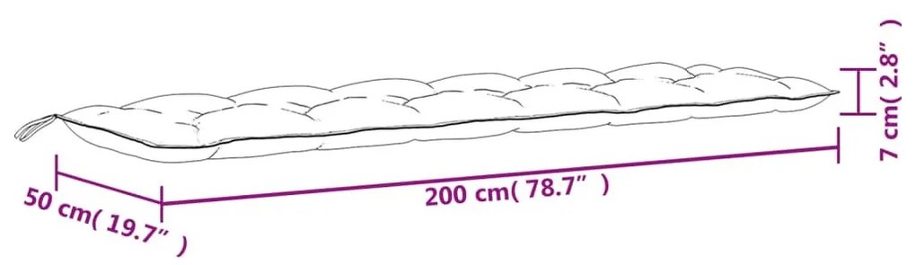 Μαξιλάρι Πάγκου Κήπου Μπορντό 200x50x7 εκ. Ύφασμα Oxford - Κόκκινο