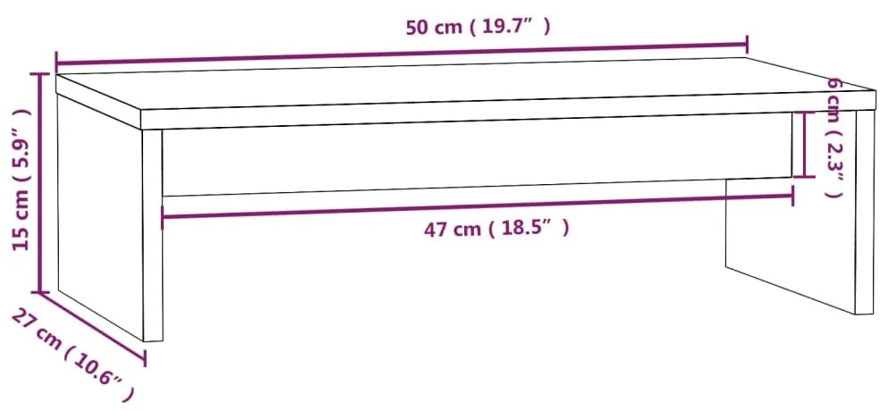 Βάση Οθόνης Λευκή 50 x 27 x 15 εκ. από Μασίφ Ξύλο Πεύκου - Λευκό