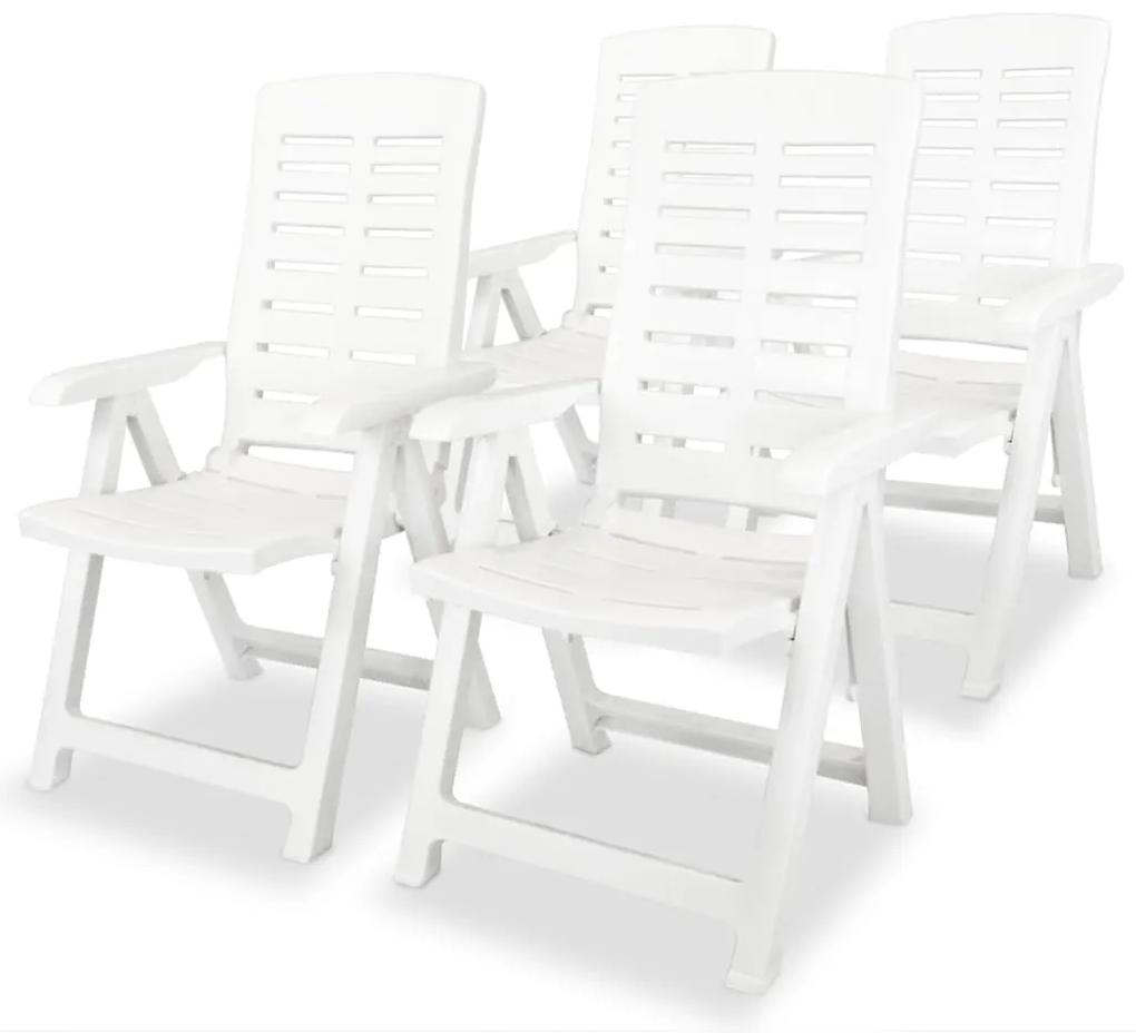 Καρέκλες Κήπου Ανακλινόμενες 4 τεμ. Λευκές Πλαστικές