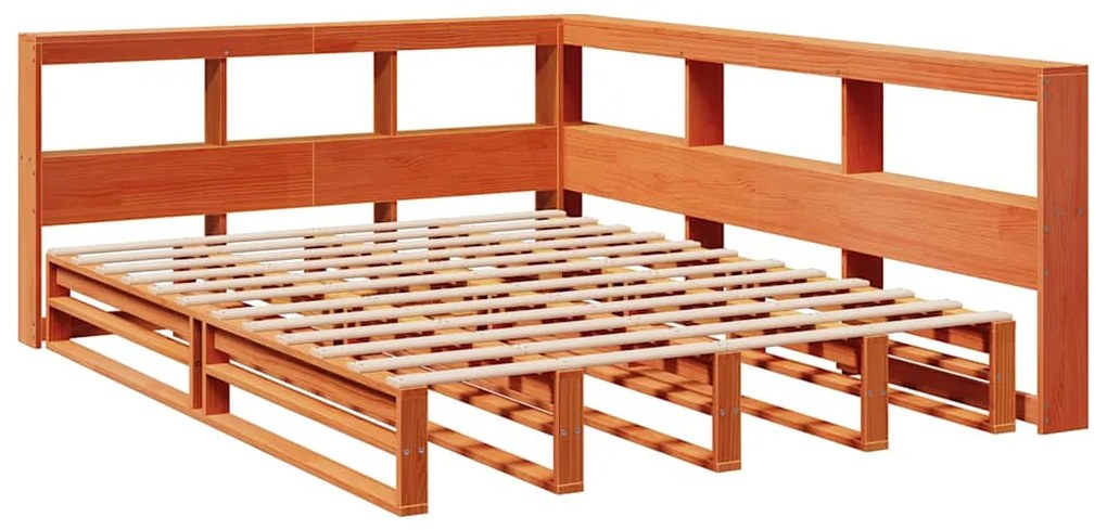 vidaXL Κρεβάτι Βιβλιοθήκη Χωρίς Στρώμα 160x200 εκ Μασίφ Ξύλο Πεύκου