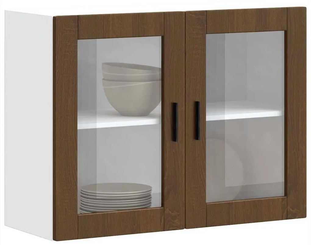 Ντουλάπι τοίχου κουζίνας με γυάλινη πόρτα Porto Καφέ δρυς