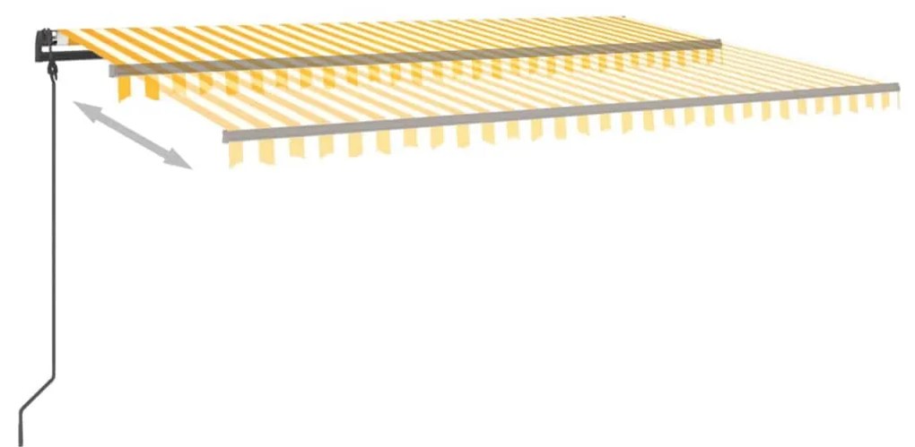 vidaXL Τέντα Συρόμενη Αυτόματη με Στύλους Κίτρινο / Λευκό 5 x 3 μ.