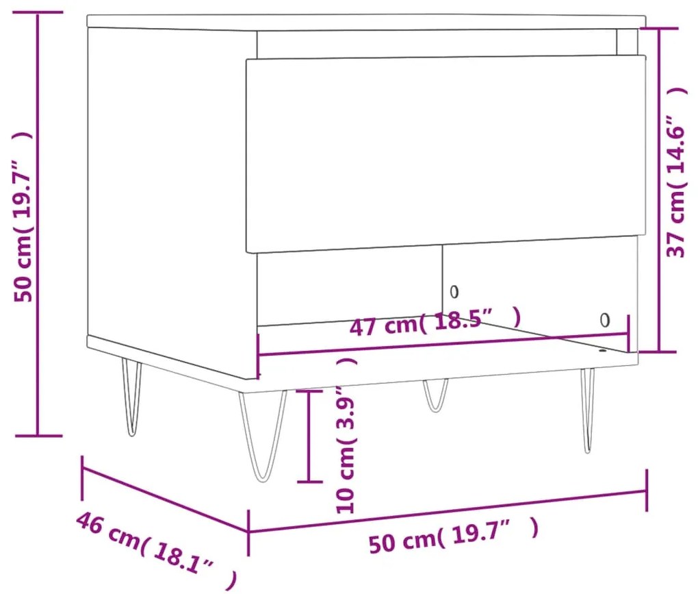 Τραπεζάκια Σαλονιού 2 τεμ. Γυαλ. Λευκό 50x46x50 εκ. Επεξ. Ξύλο - Λευκό