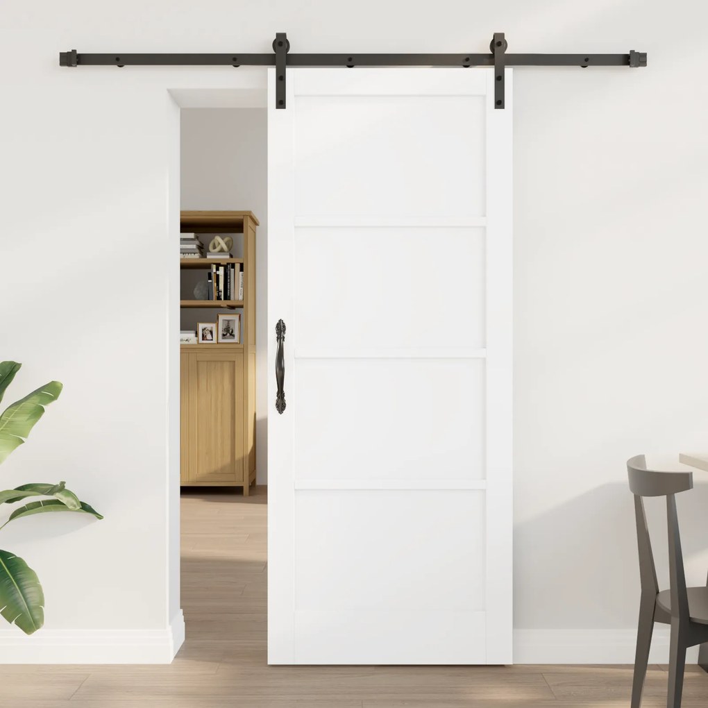 vidaXL Συρόμενη Πόρτα με Σετ Υλικών Λευκή 83x202 εκ. Ξύλο Πεύκου